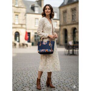 "Denim Garden" : A bilingual combination that evokes a garden on denim fabric.